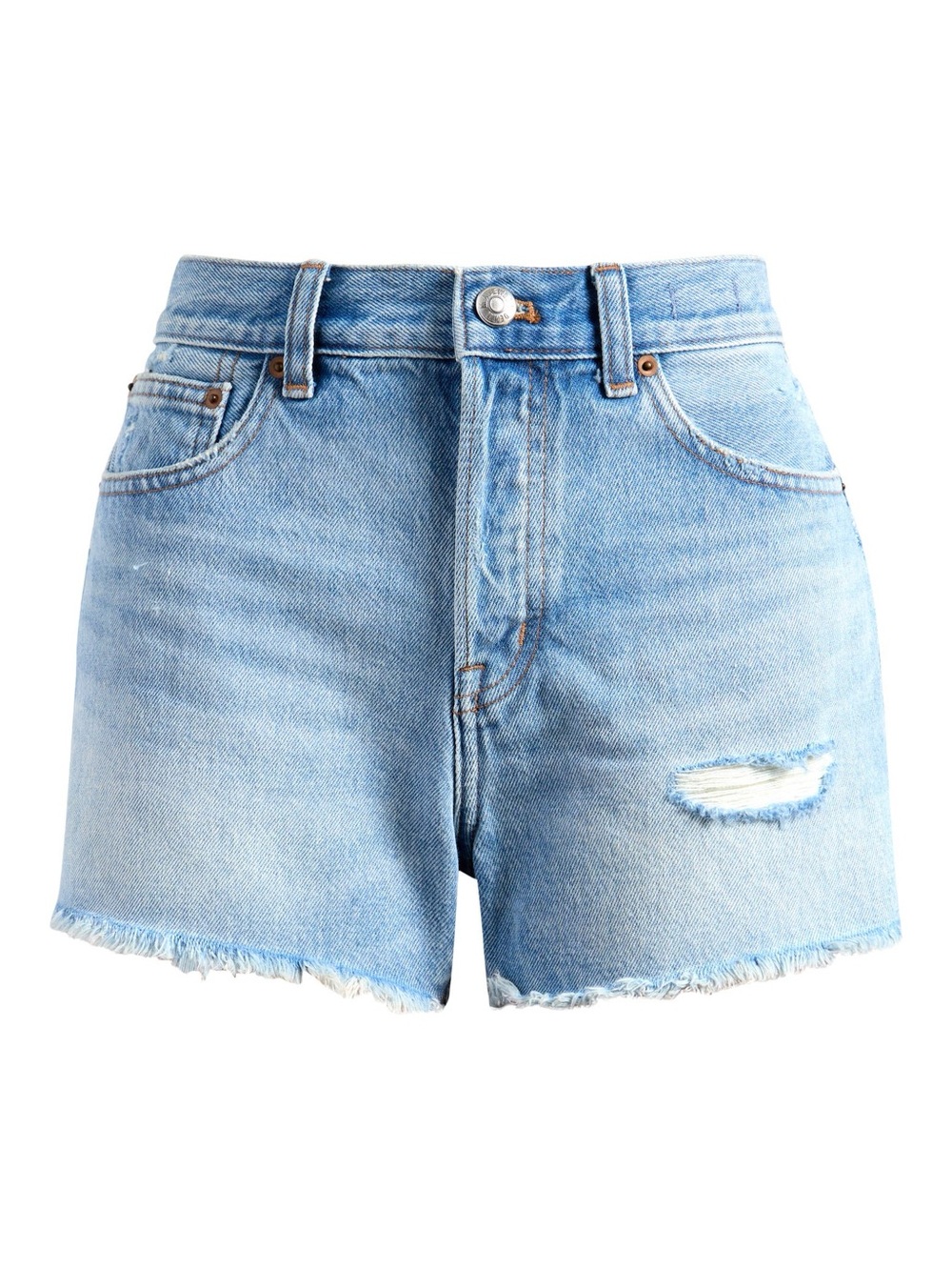 Madewell Light Blue High-Rise Brynn Long Denim Cutoff Shorts